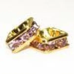 6mm Gold Plate Squaredell - Light Amethyst (Sold by the piece)