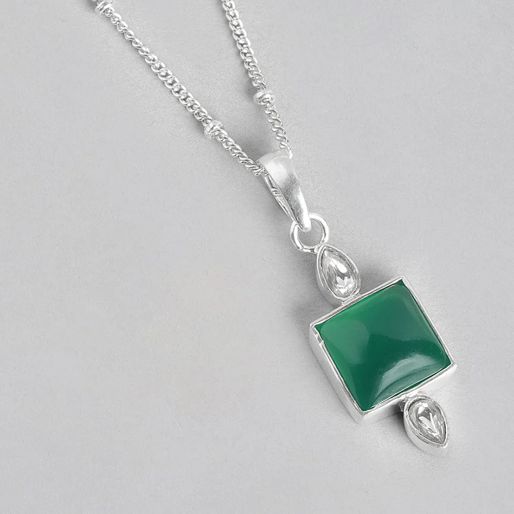 92.5 Silver Serene Green Onyx Necklace