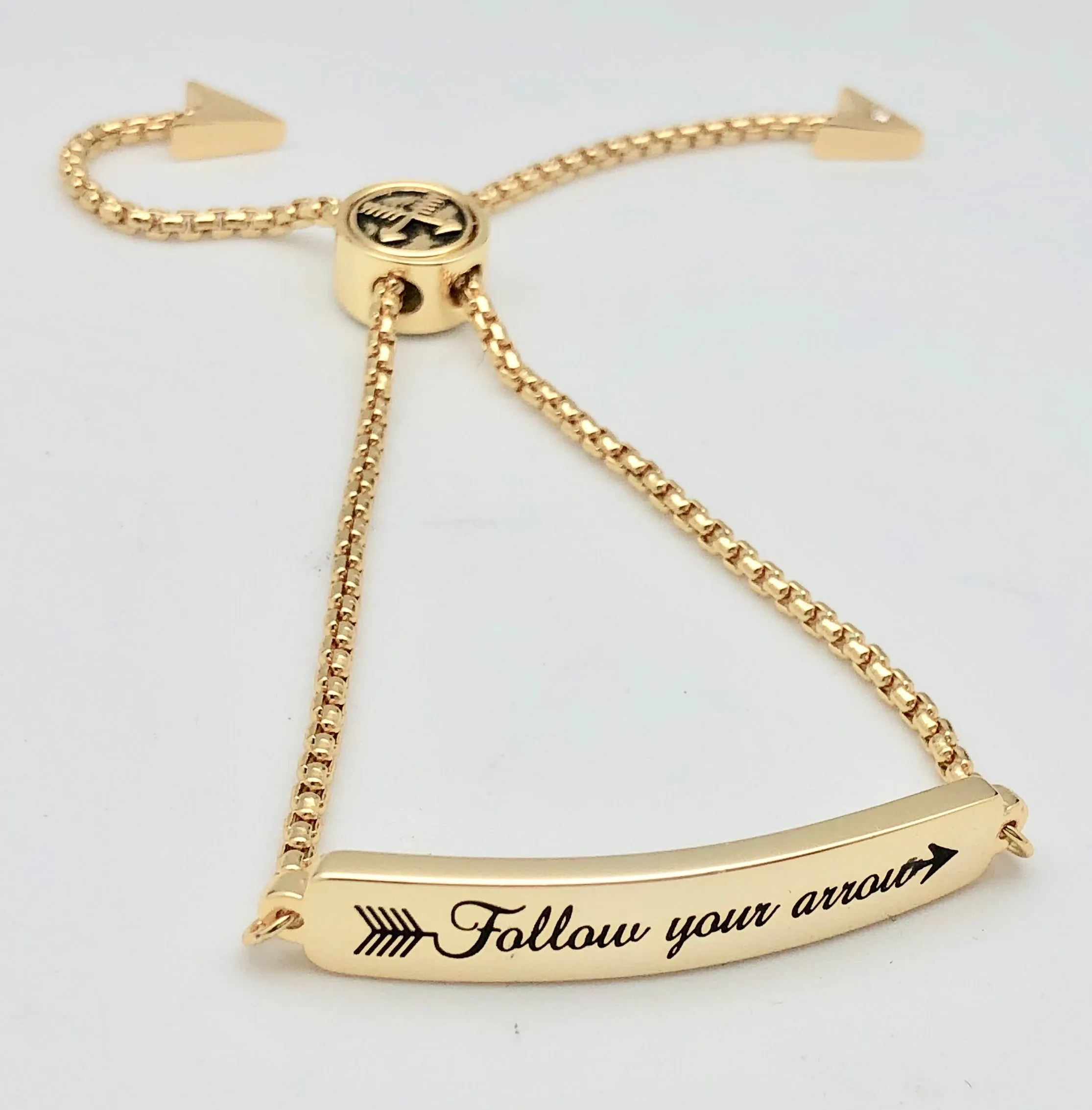 Adjustable Gold Affirmation Chain Bracelet - Follow Your Arrow