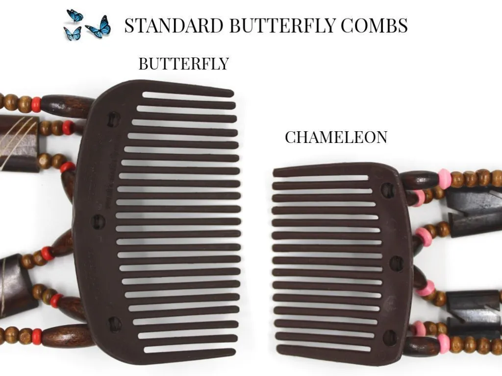 African Butterfly Chameleon Hair Comb - Ndebele Blonde 18