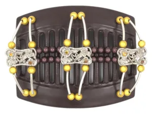 African Butterfly Thick Hair Comb - Flowers Brown 56