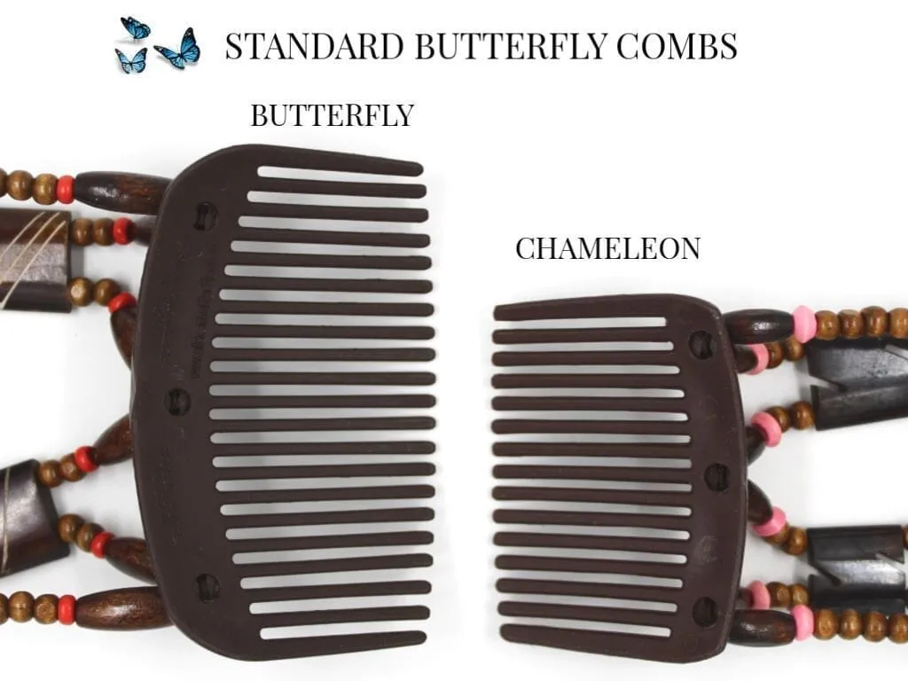 African Butterfly Thick Hair Comb - Flowers Clear 63