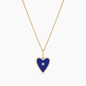 Amaya Heart Blue Enamel Necklace