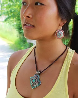 Amazing Tibetan Pendant with Woven Cord