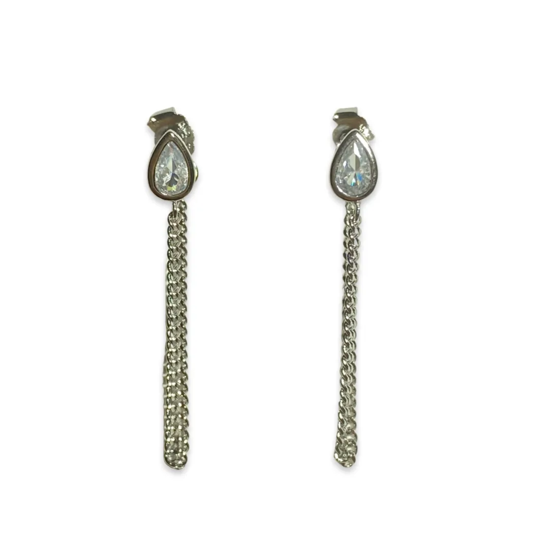 Amy Birthstone Teardrop Bezel Chain Earrings