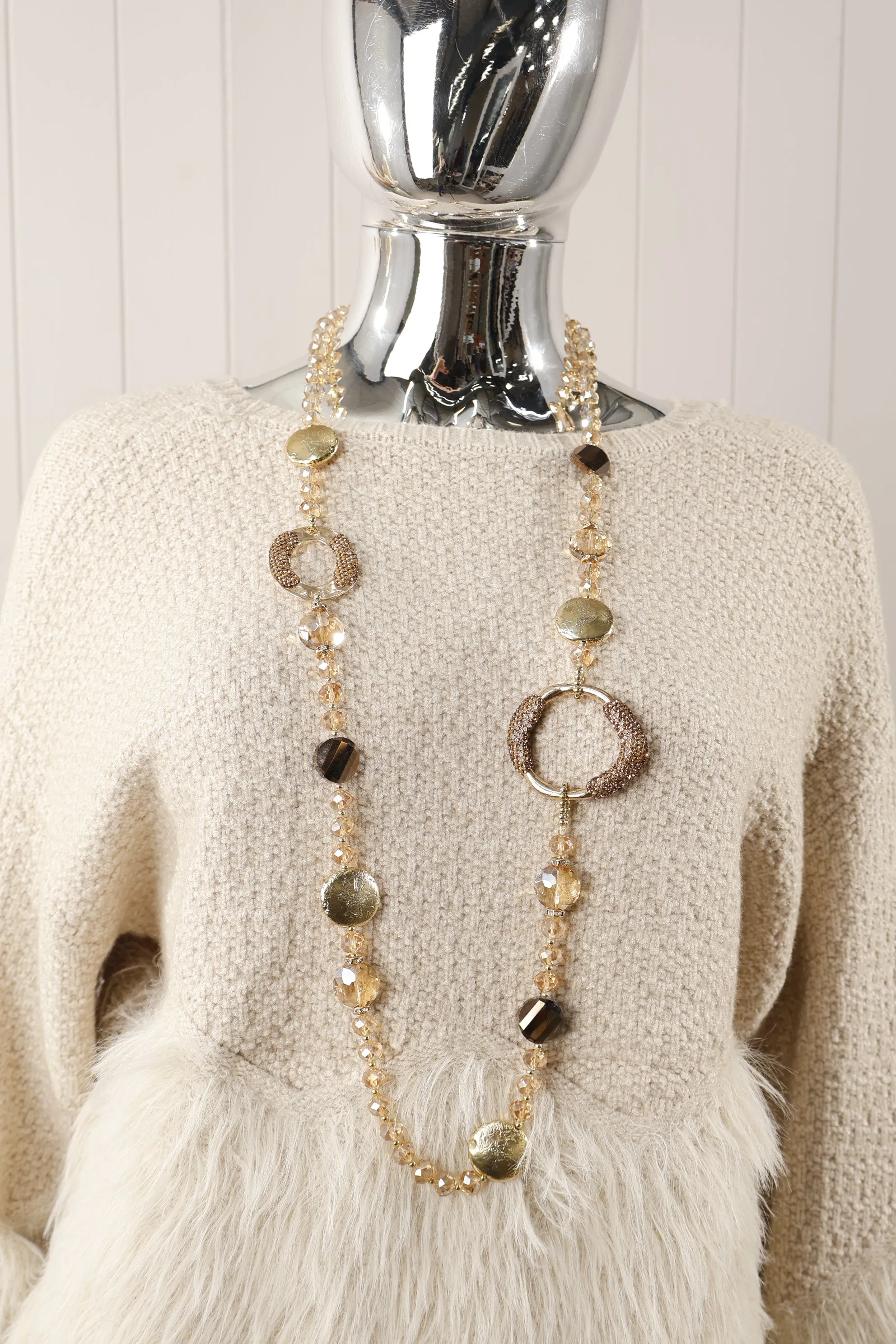 Anthea Long Strand Necklace Amber