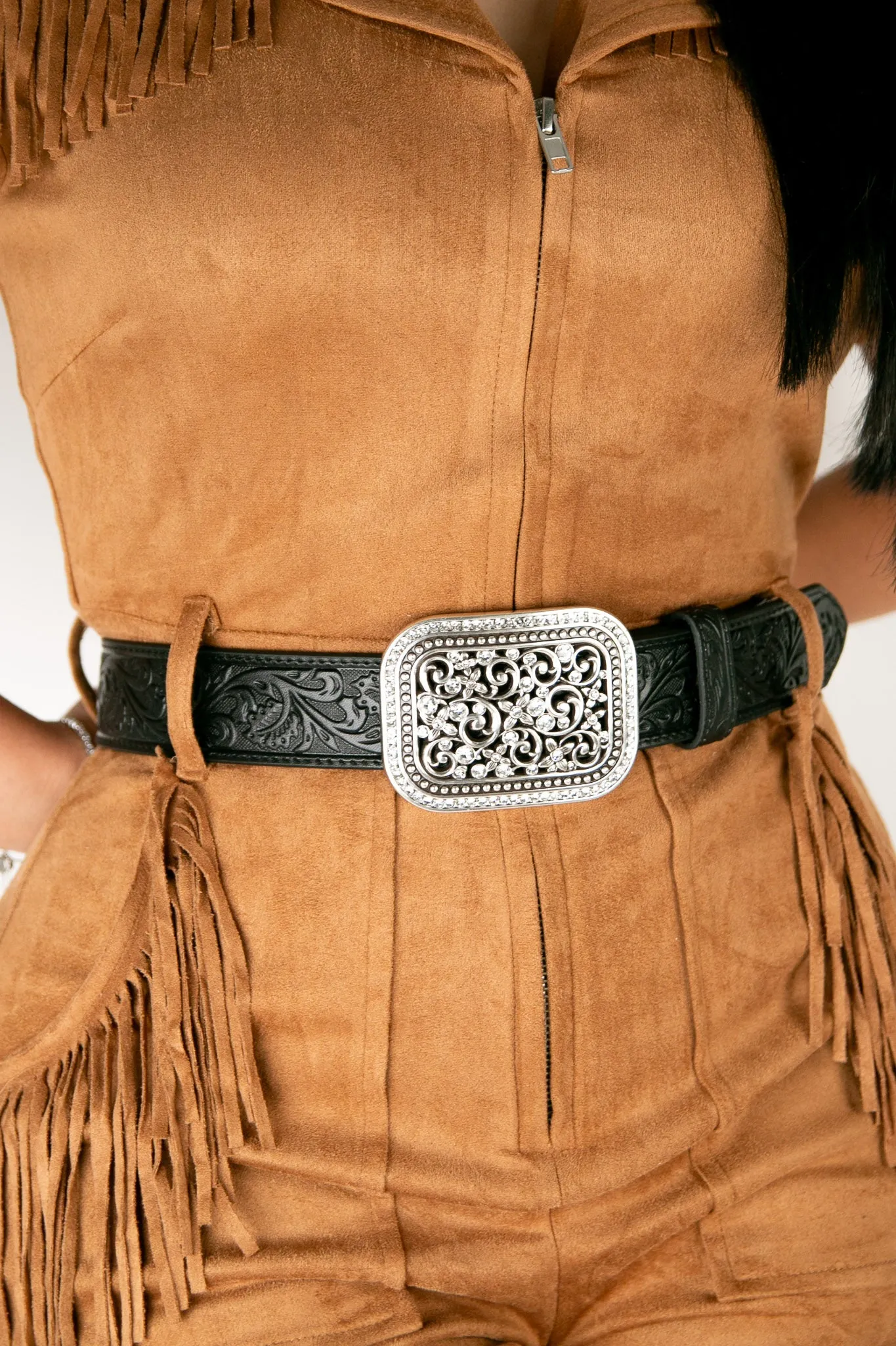 Ariat Women's Tooled Rhinestone Cowgirl Belt