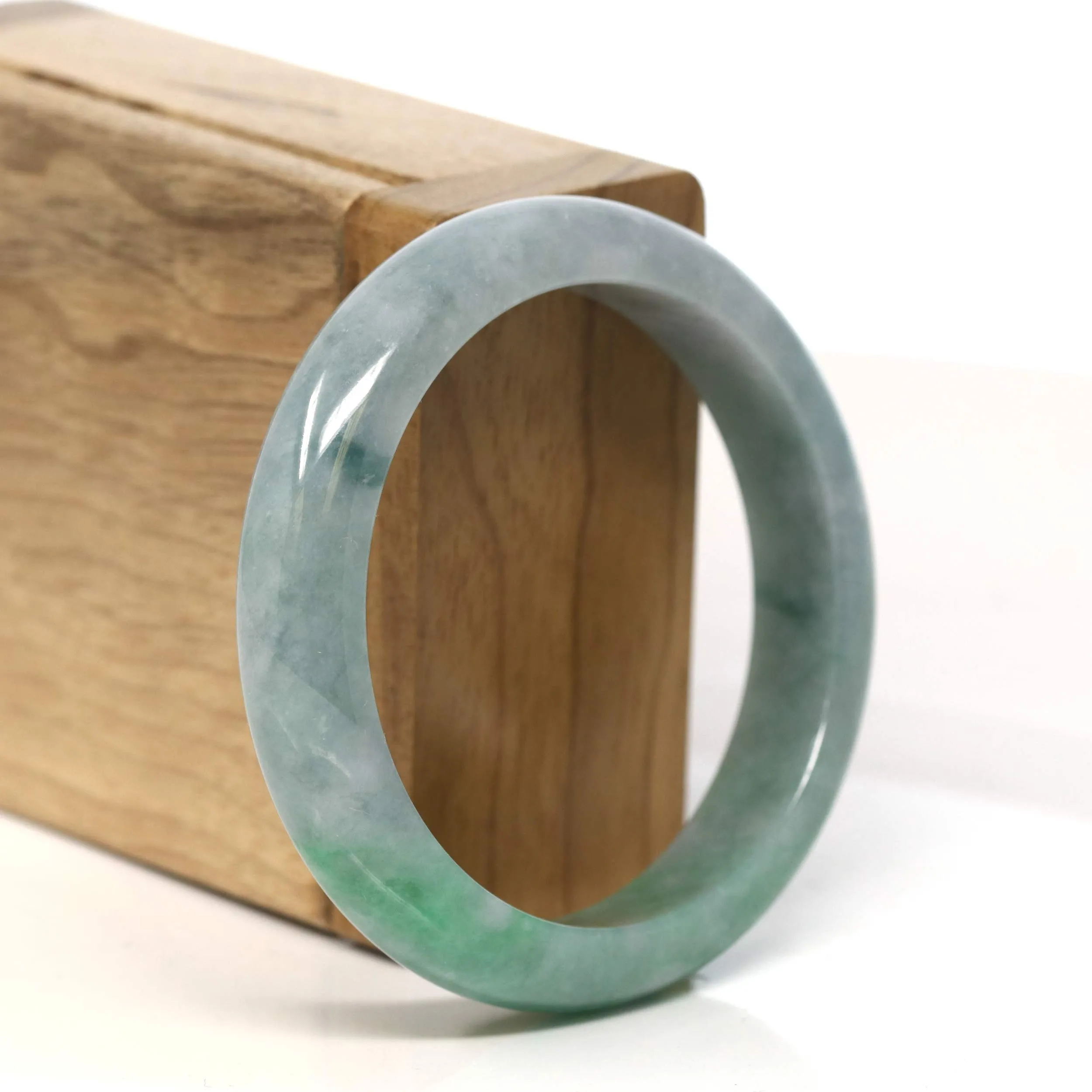 Baikalla "Half Round" Green Jadeite Jade Bangle Bracelet (54.8 mm) #T435