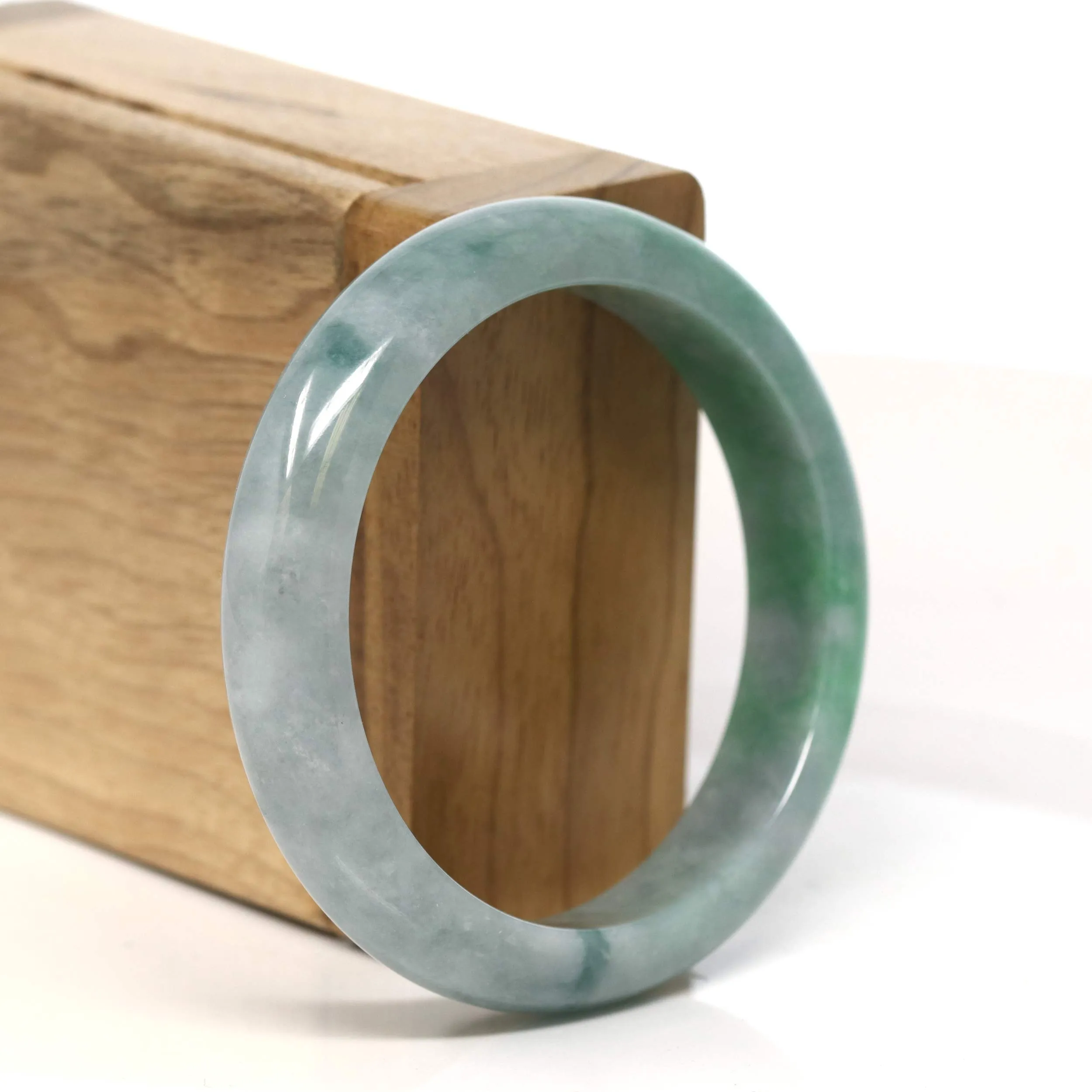 Baikalla "Half Round" Green Jadeite Jade Bangle Bracelet (54.8 mm) #T435