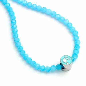 Barbie™️ Blue Bead Necklace with Barbie Silhouette Charm - Barbie x Carat Shop