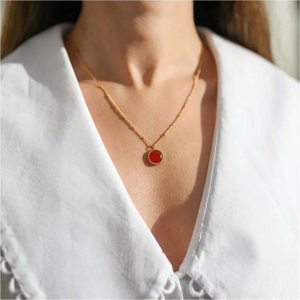 Barcelona July Carnelian Birthstone Necklace