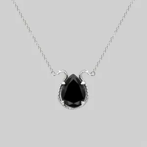 BITTERSWEET. Double Serpent Onyx Necklace - Silver