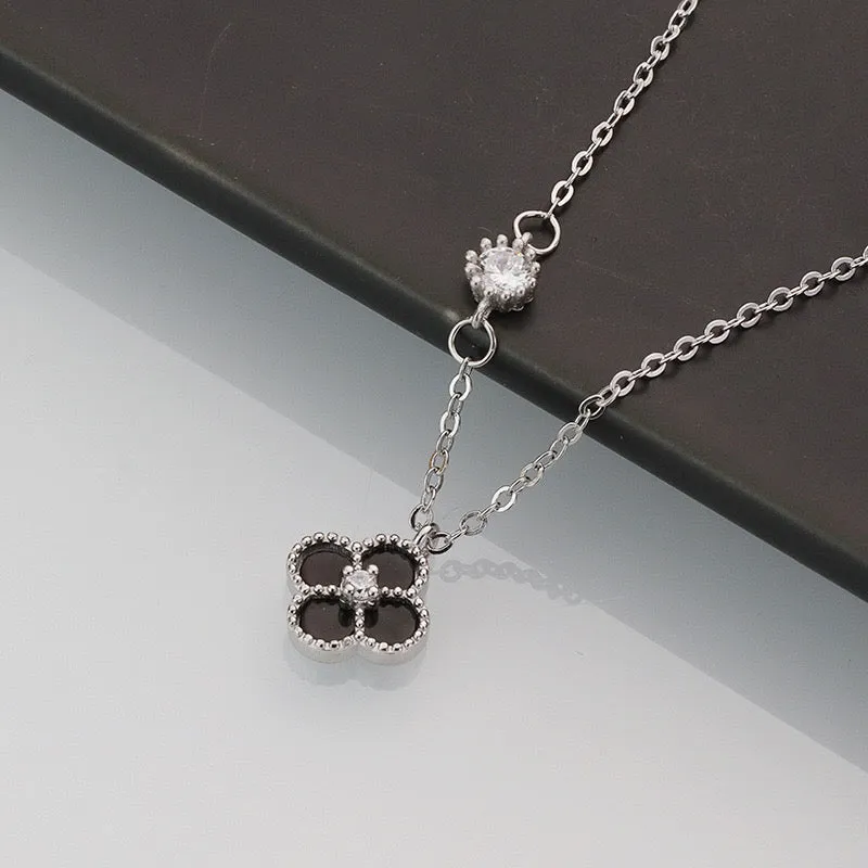 Black Onyx Clover Necklace