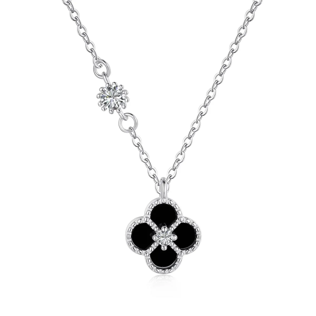 Black Onyx Clover Necklace