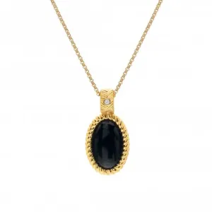 Black Onyx Oval Pendant Necklace DP915