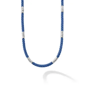 Blue Caviar Silver Station Ceramic Beaded Necklace | 3mm