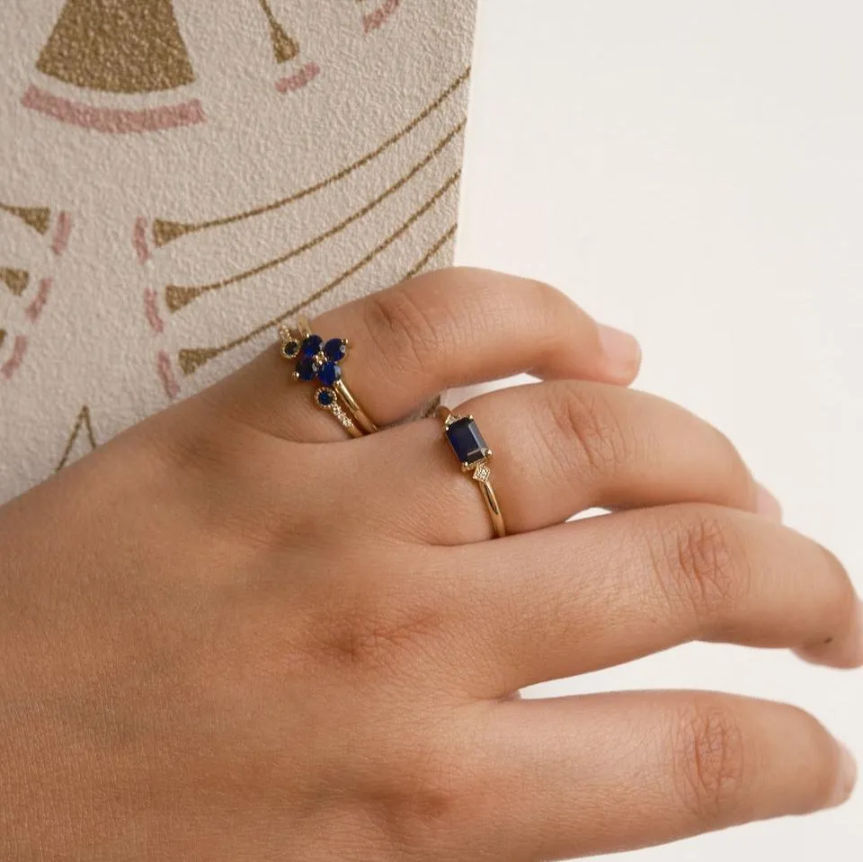 Blue Sapphire Sundrop Ring (ready to ship option)*