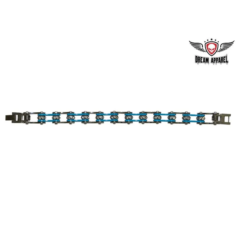 Blue Stainless Steel Chain Bracelet