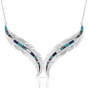 Breaking Trail Feather Necklace- Montana Silversmiths