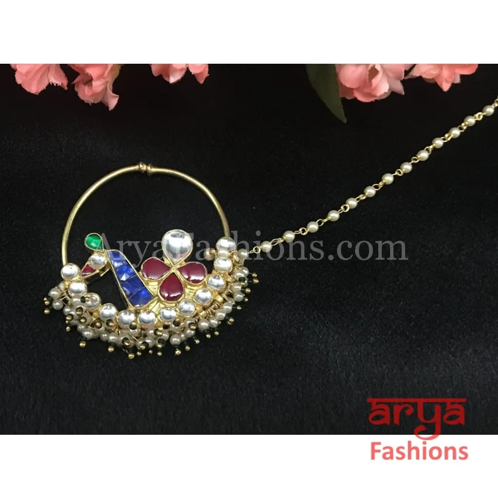 Bridal Peacock Kundan Nose Ring