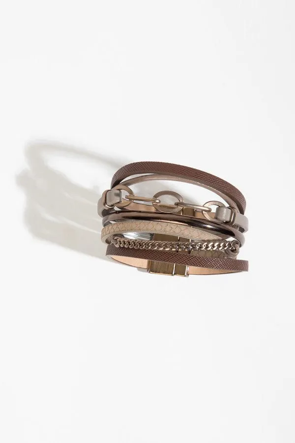 Brink Chain Link Leather Bracelet