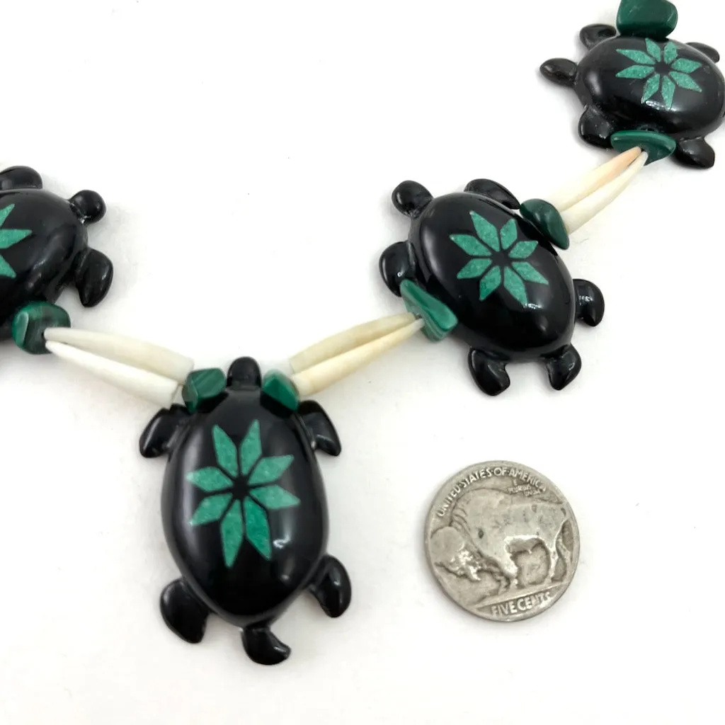 Buffalo Horn Turtle Necklace<br>By Kevin and Valerie Pourier