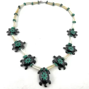 Buffalo Horn Turtle Necklace<br>By Kevin and Valerie Pourier