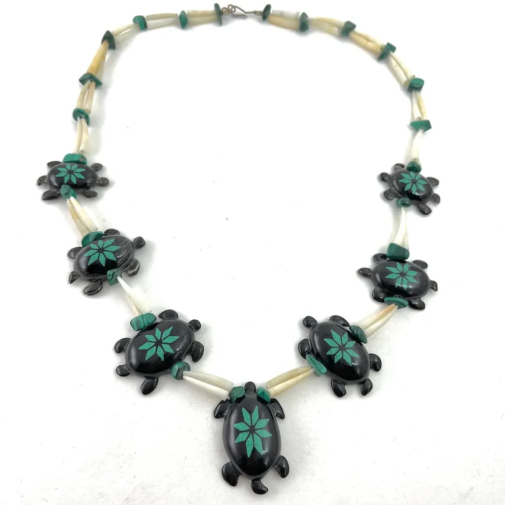 Buffalo Horn Turtle Necklace<br>By Kevin and Valerie Pourier