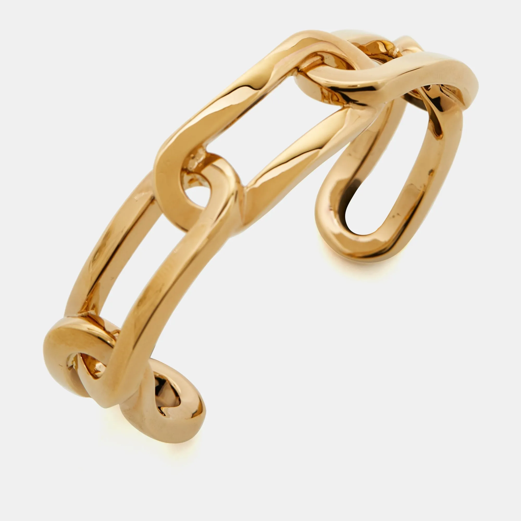 BURBERRY Chain Link Gold Tone Cuff Bracelet