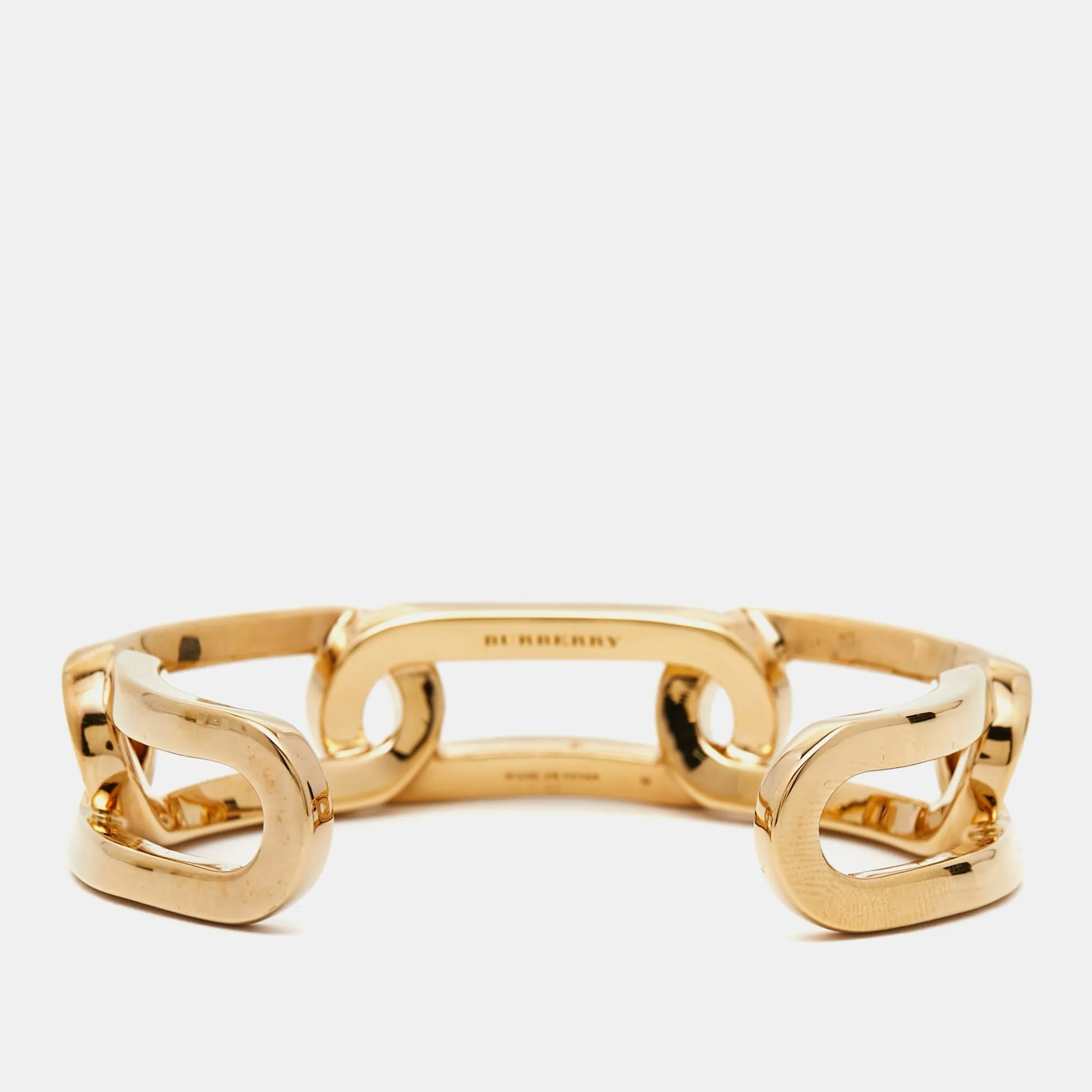 BURBERRY Chain Link Gold Tone Cuff Bracelet