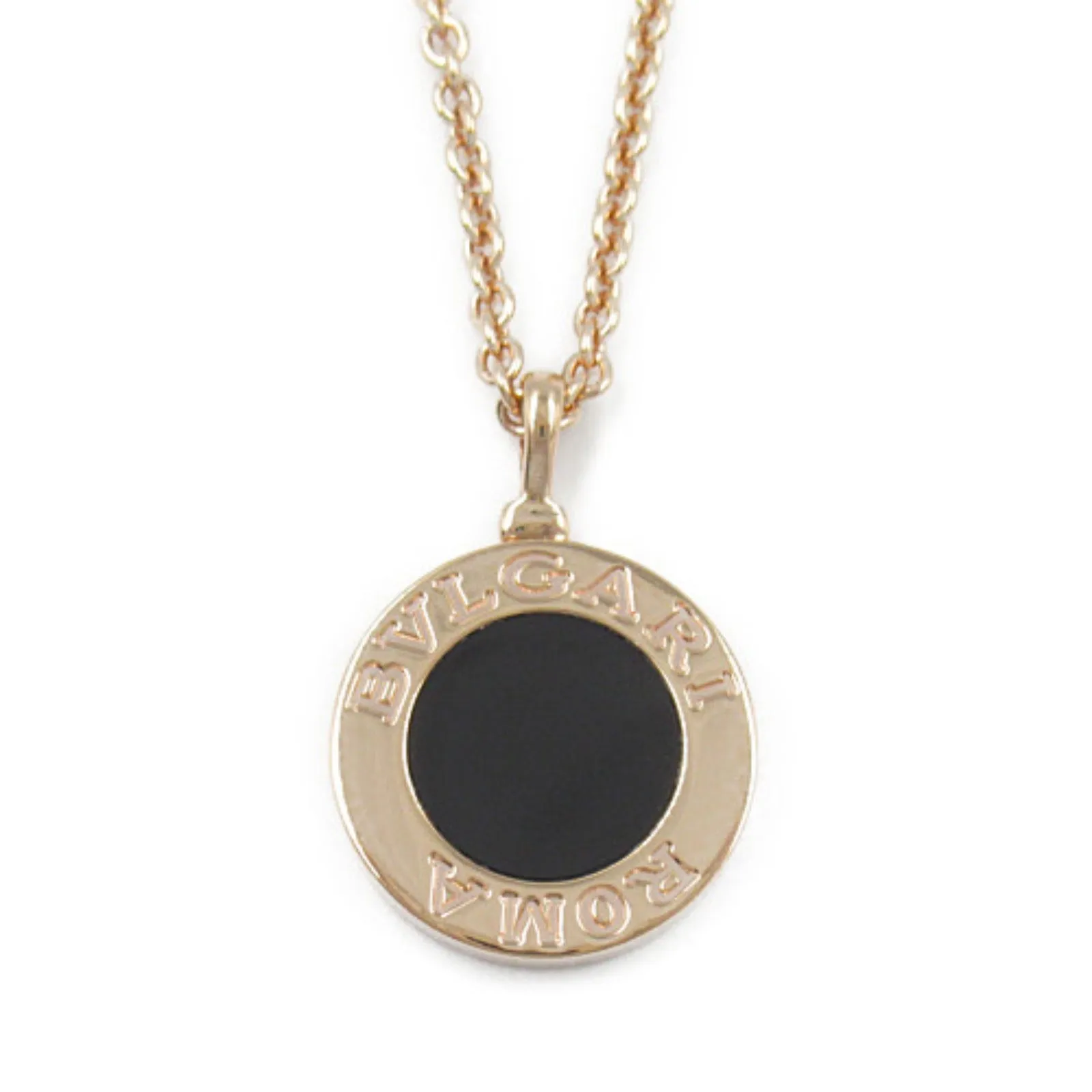 Bvlgari Diamond Onyx Necklace K18PG Pink Gold