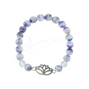 Chevron Amethyst & Clear Quartz Lotus Bracelet | 8MM