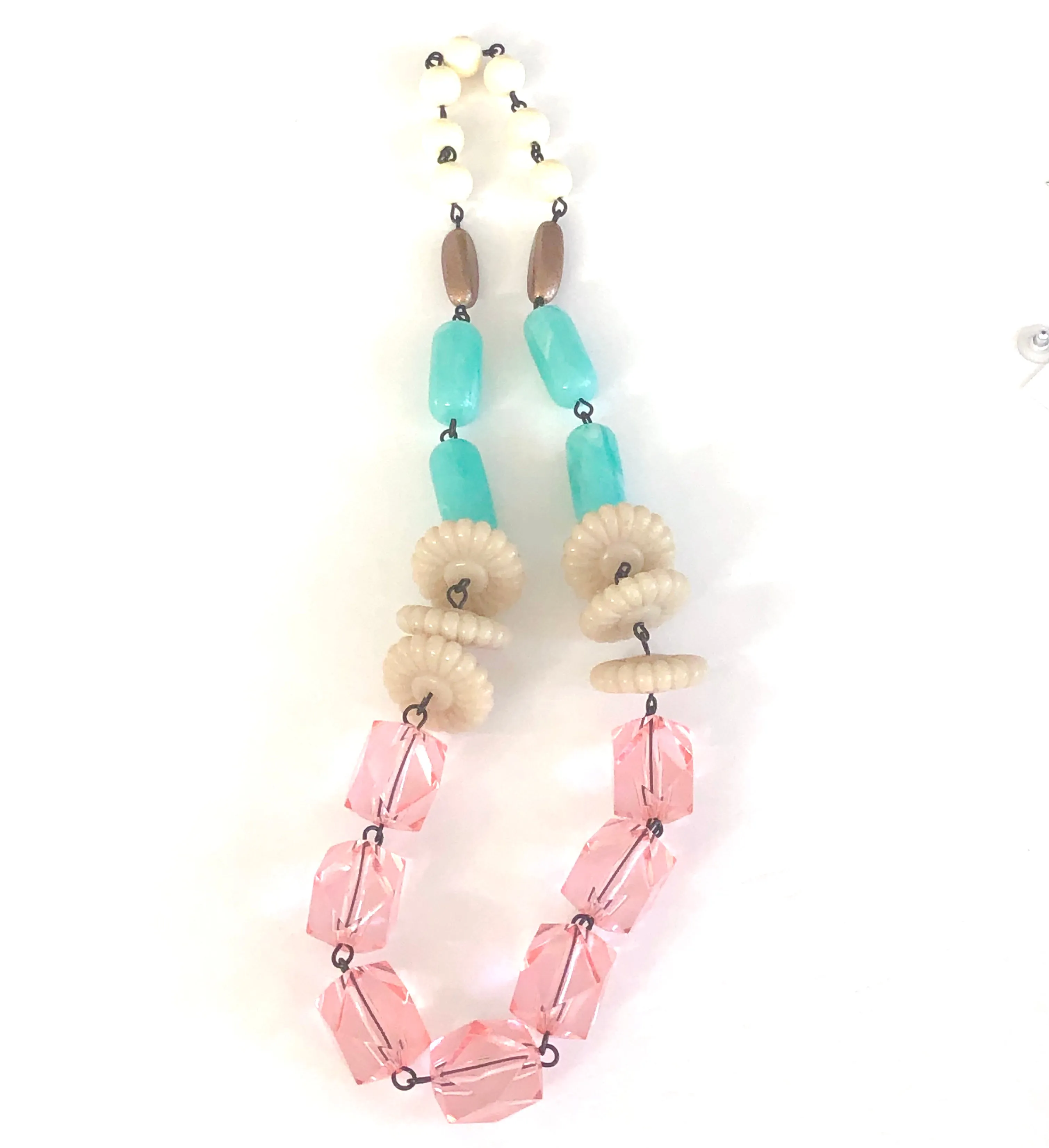 Chunky Pink Faceted & Cream Carmen Necklace