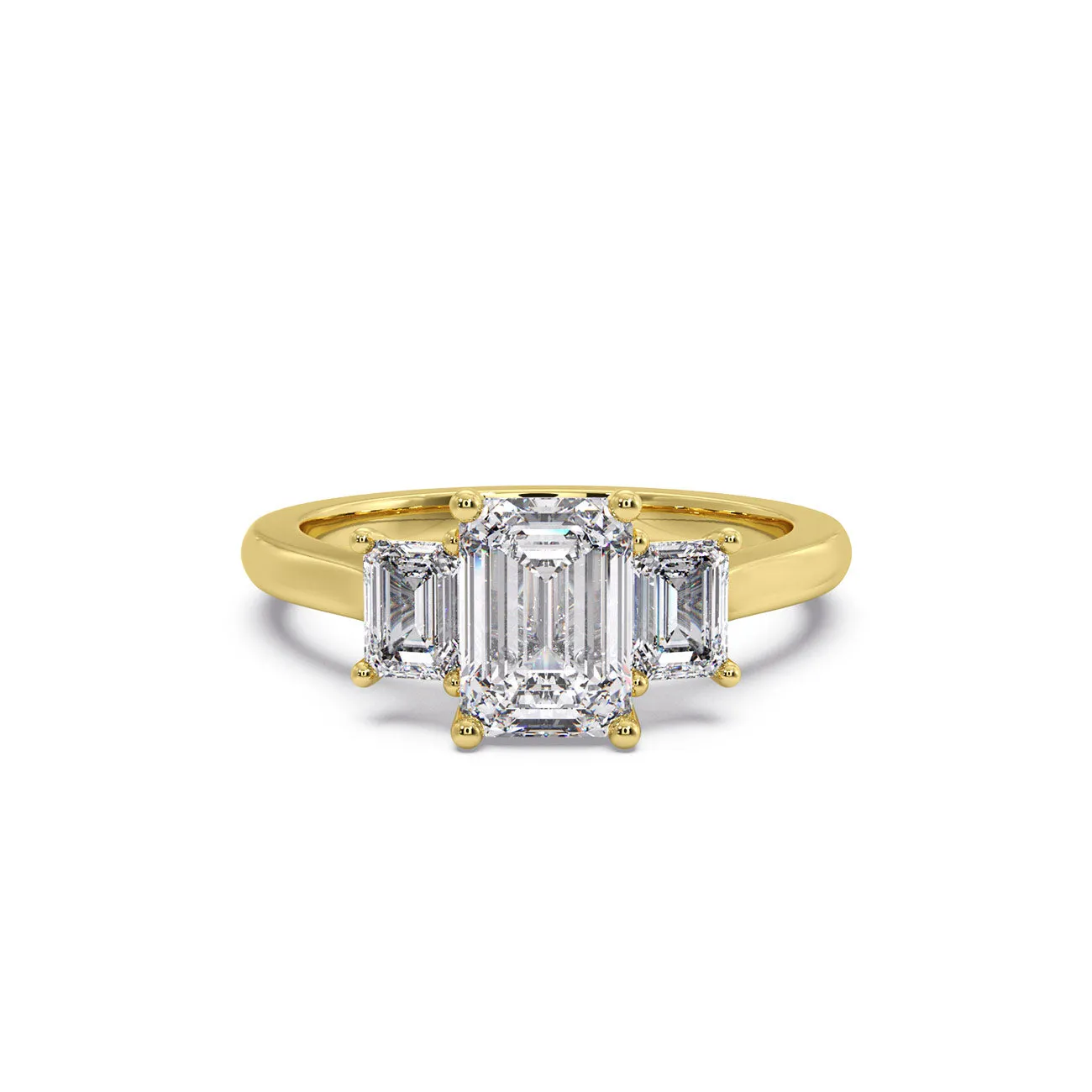 Classic Emerald Cut Diamond Trilogy Engagement Ring