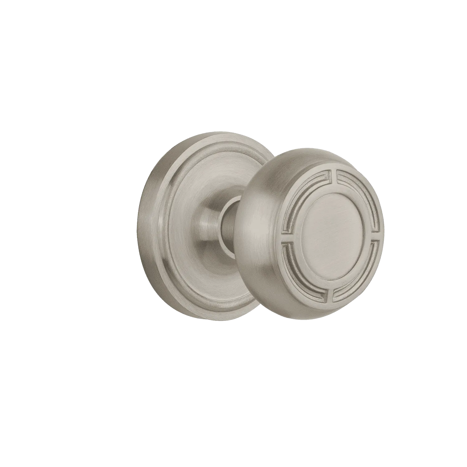 Classic Rosette with Mission Knob in Satin Nickel