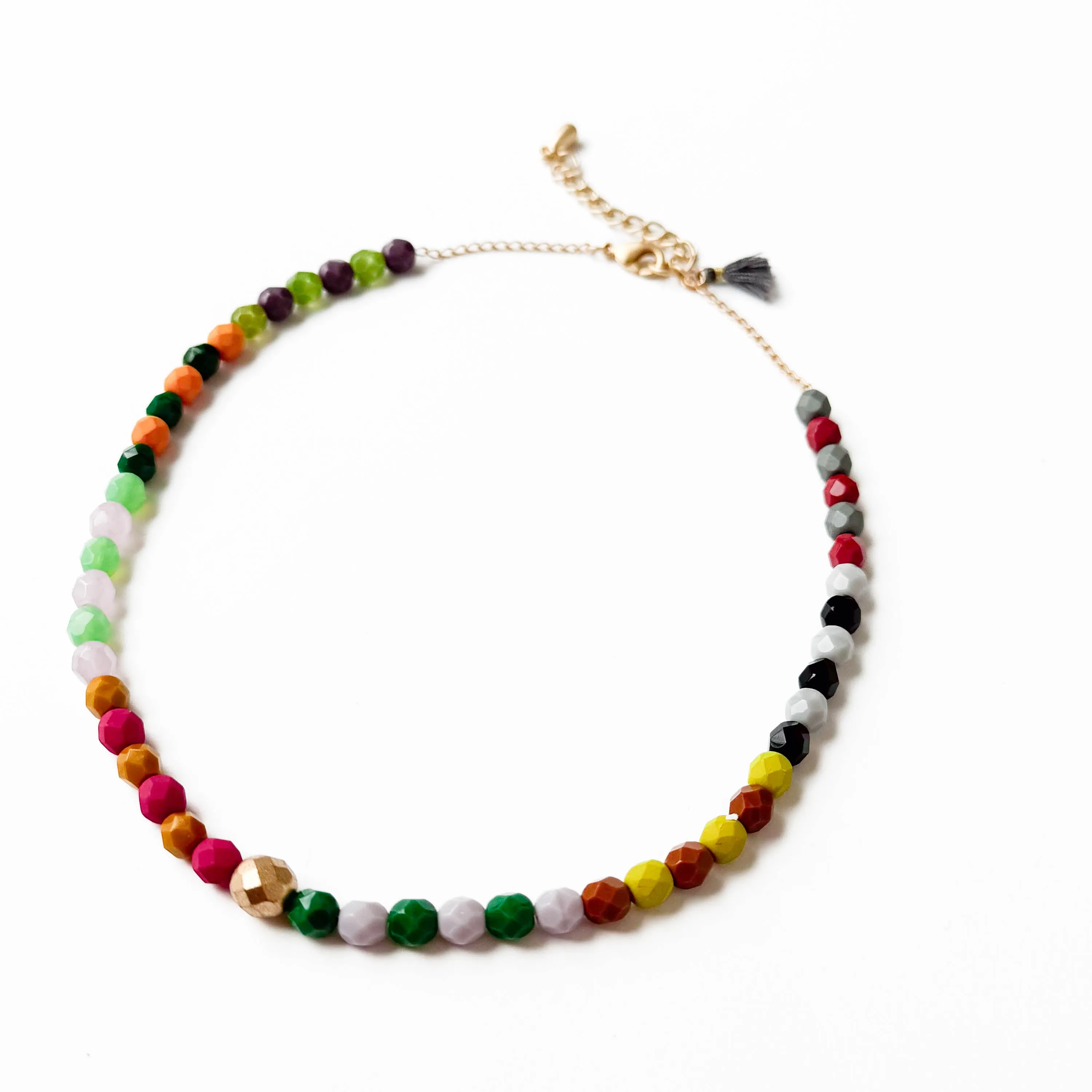 Colorful Beaded Necklace with Tassel