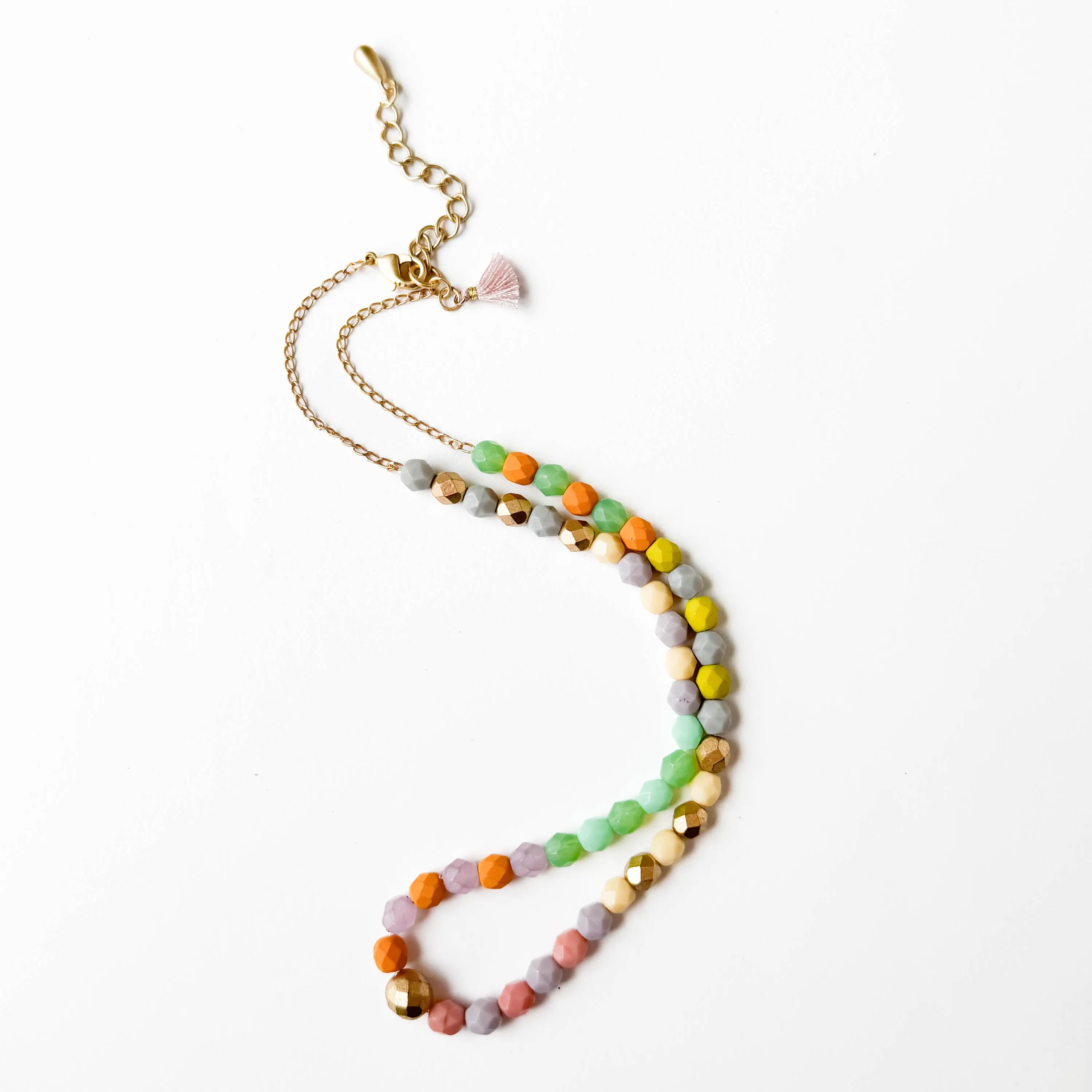 Colorful Beaded Necklace with Tassel