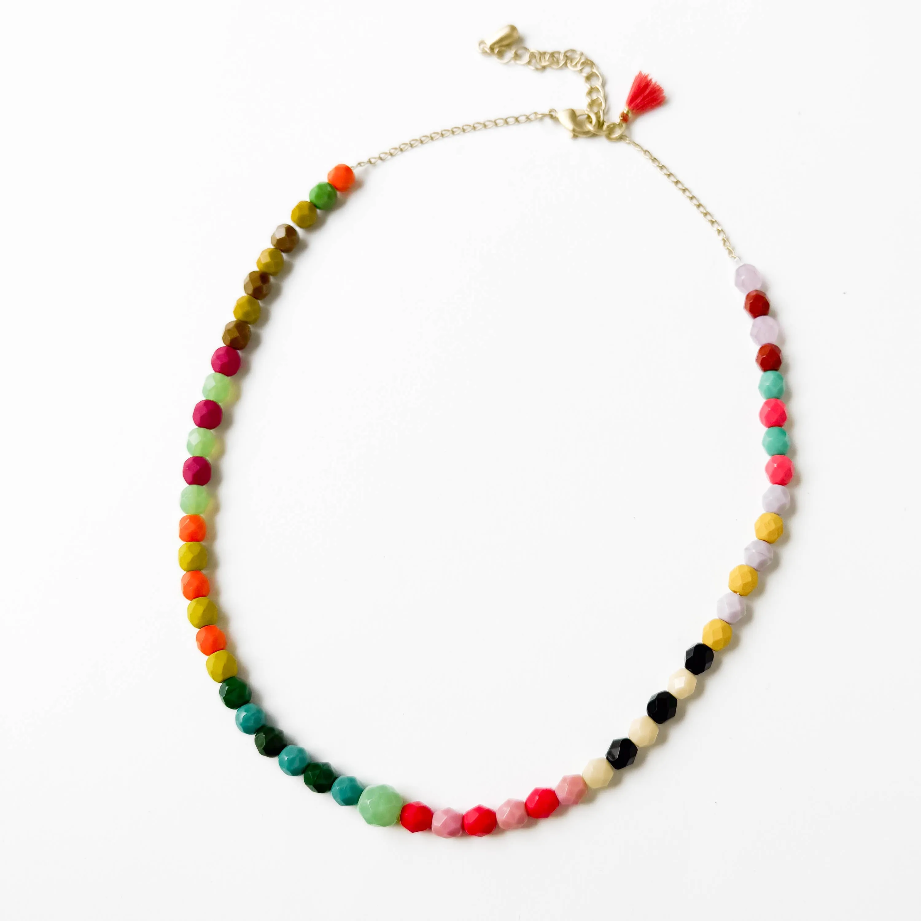 Colorful Beaded Necklace with Tassel