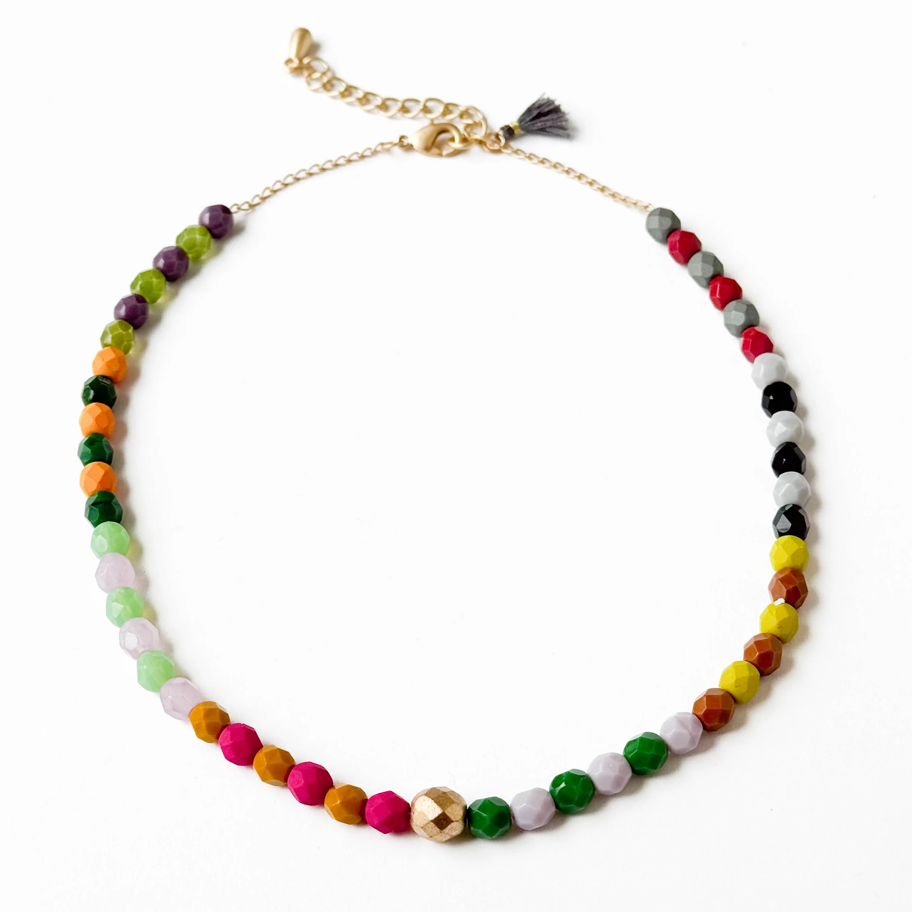 Colorful Beaded Necklace with Tassel