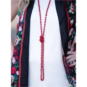 Crimson Double Wrap 60" Beaded Necklace