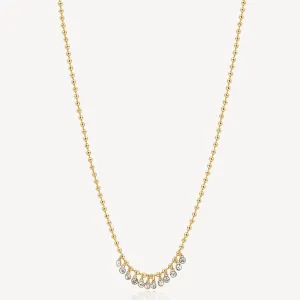 Crystal Beaded Bib Drop Necklace in Gold Plated Stainless Steel