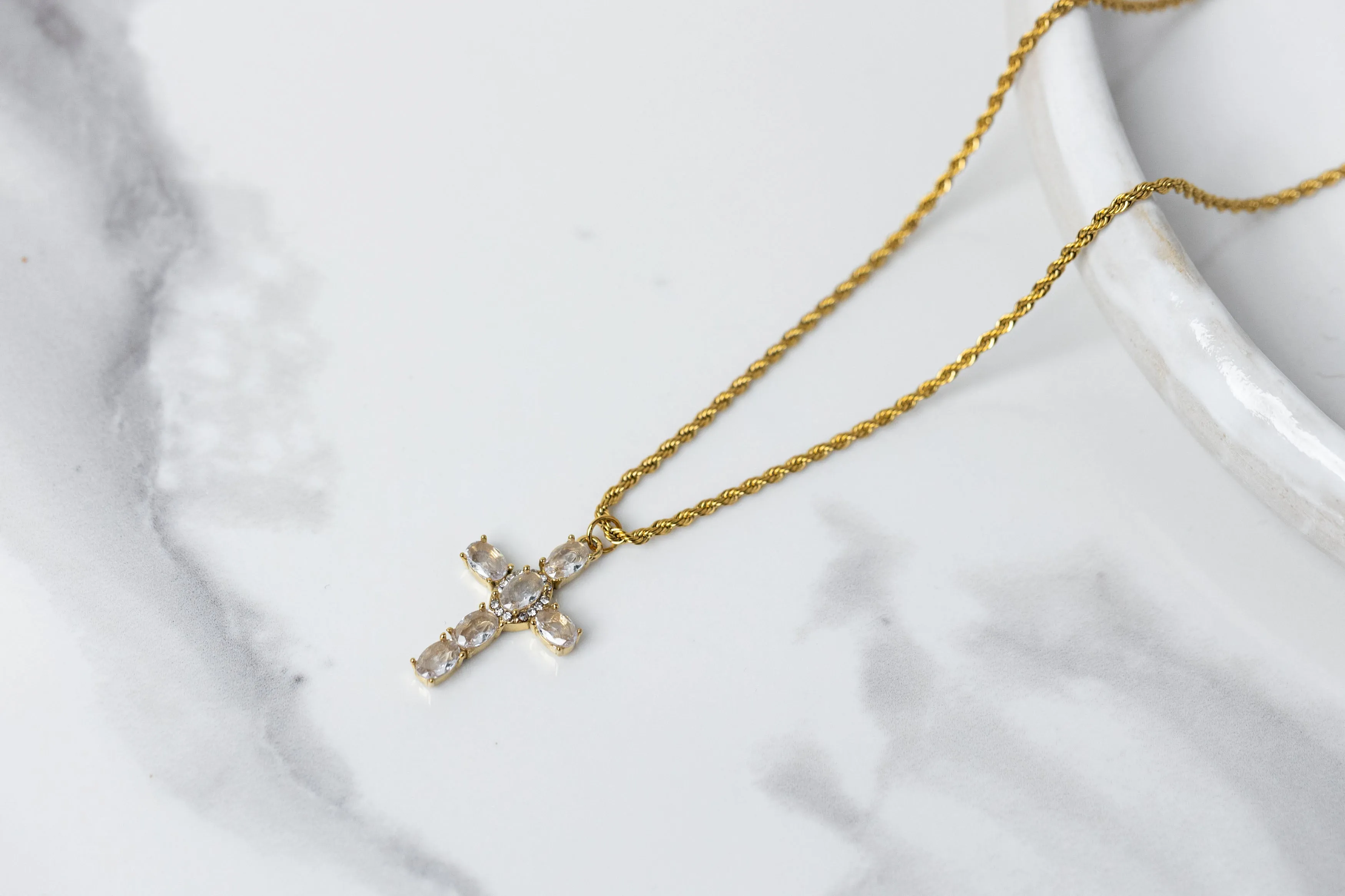 Crystal cross necklace