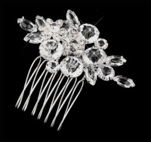 Crystals & Rhinestones Flower Bridal Hair Comb