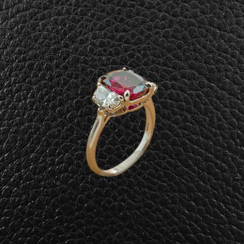 Cushion cut Ruby & Diamond Ring