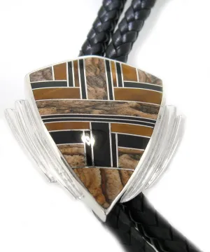 David Rosales Native Earth Inlaid Sterling Silver Bolo Tie