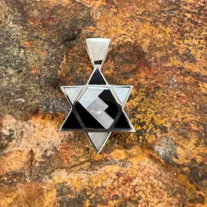 David Rosales Tuxedo Inlaid Sterling Silver Pendant Star of David