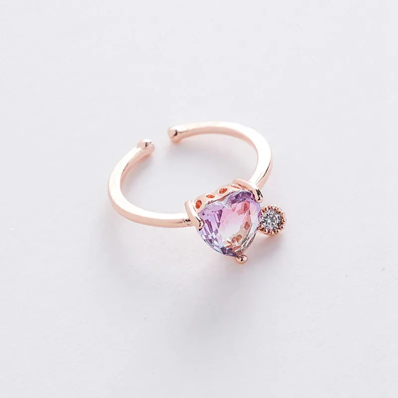 Dazzling Set of Micro-Inlaid Flower Zircon Rings