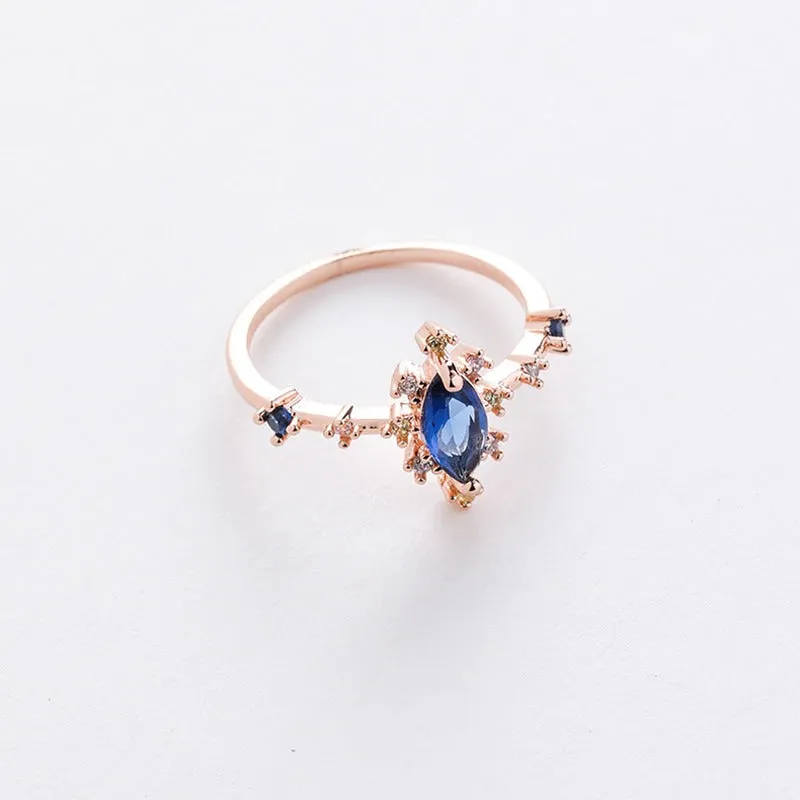 Dazzling Set of Micro-Inlaid Flower Zircon Rings