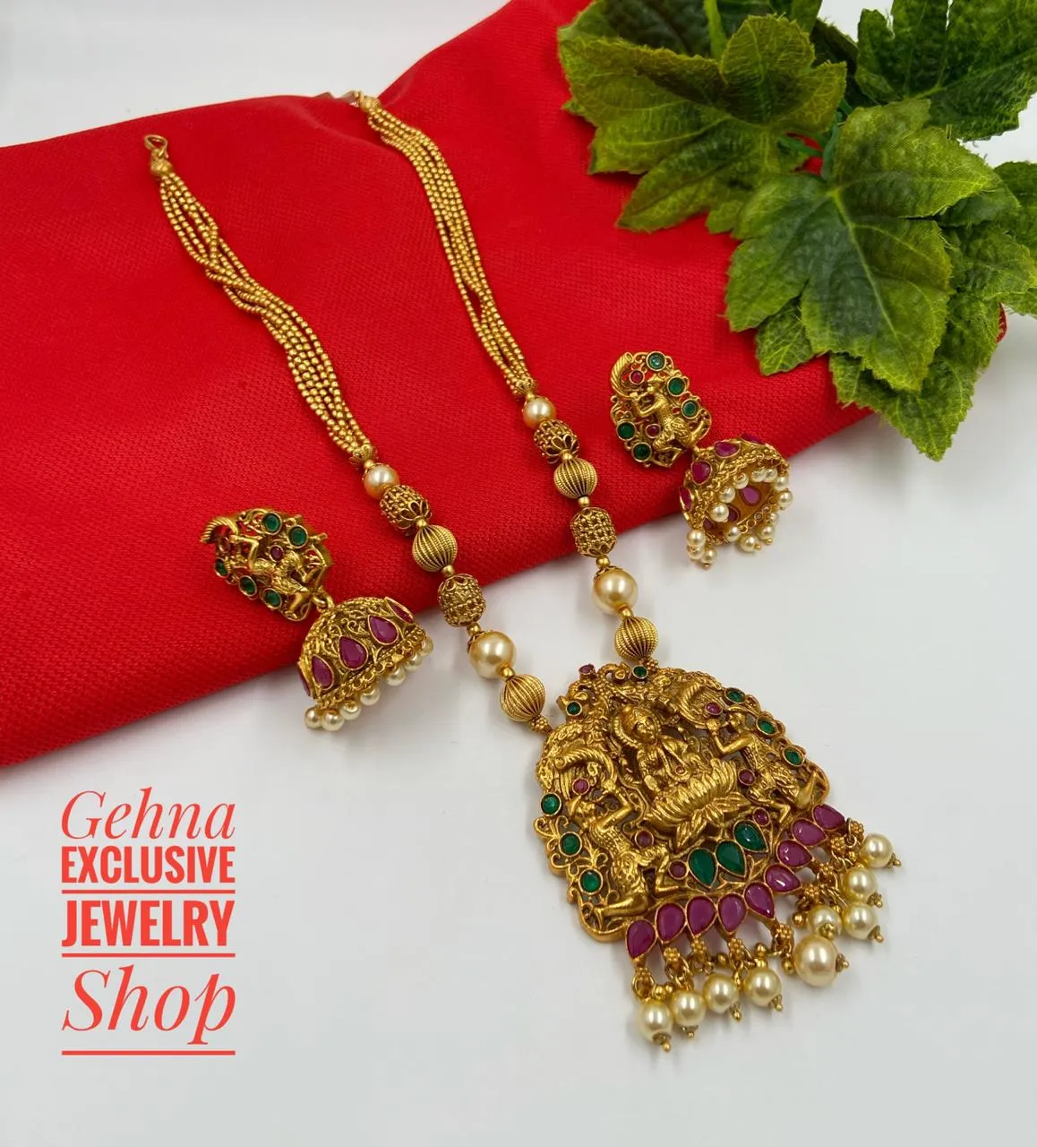 Designer Goddess Lakshmi Necklace Set By Gehna Shop