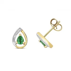 Diamond And Emerald Stud Earrings ED261E